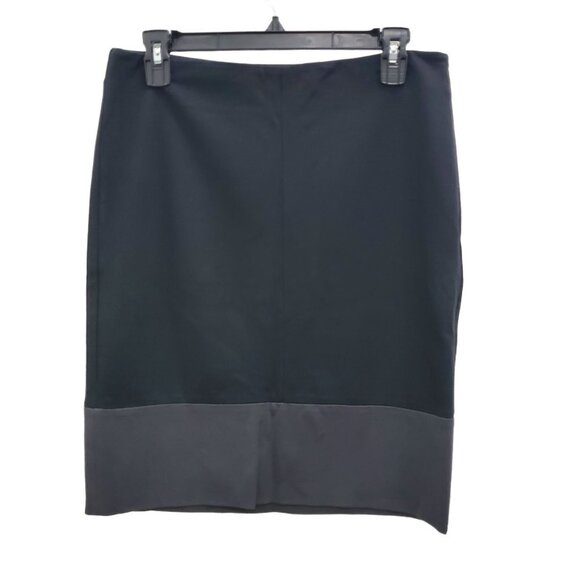 Theory Women's Black Charcoal Colorblock Hem‎ Stretch Knit Career Skirt Size 4 - Picture 1 of 4